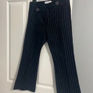 Derek Lam 10 Crosby - Navy with velvet like striped cropped pants